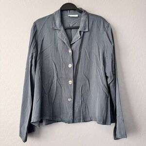 Bryn Walker Button-Up Top 100% Tencel Long‎ Sleeve Shirt Relaxed Fit L